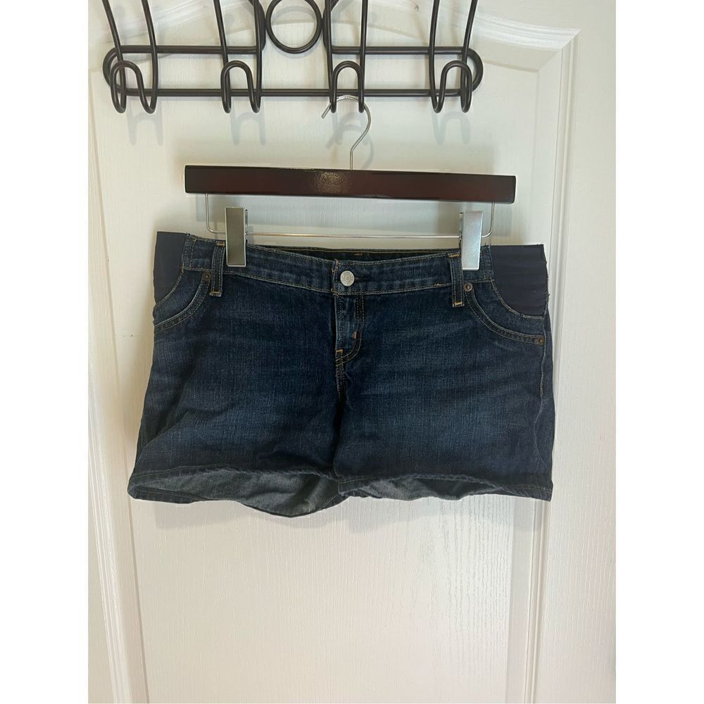 Gap Maternity Jean Shorts side stretch 6 - Picture 1 of 11